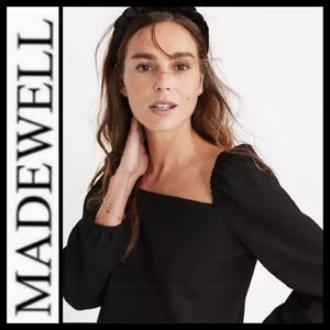 Madewell Square Neck Crepe Puff Sleeve Top